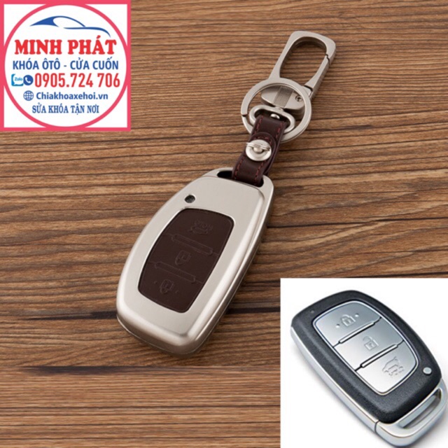 Ốp Chìa Khóa Da Viền Inox cho xe Hyundai i10 , i20 , Sonata , Santafe