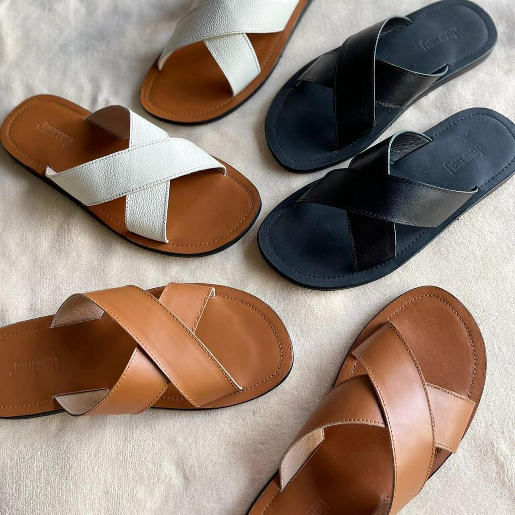 Dép Nam Nữ JOURNEY Quai Chéo 3 màu Đen, Nâu, trắng