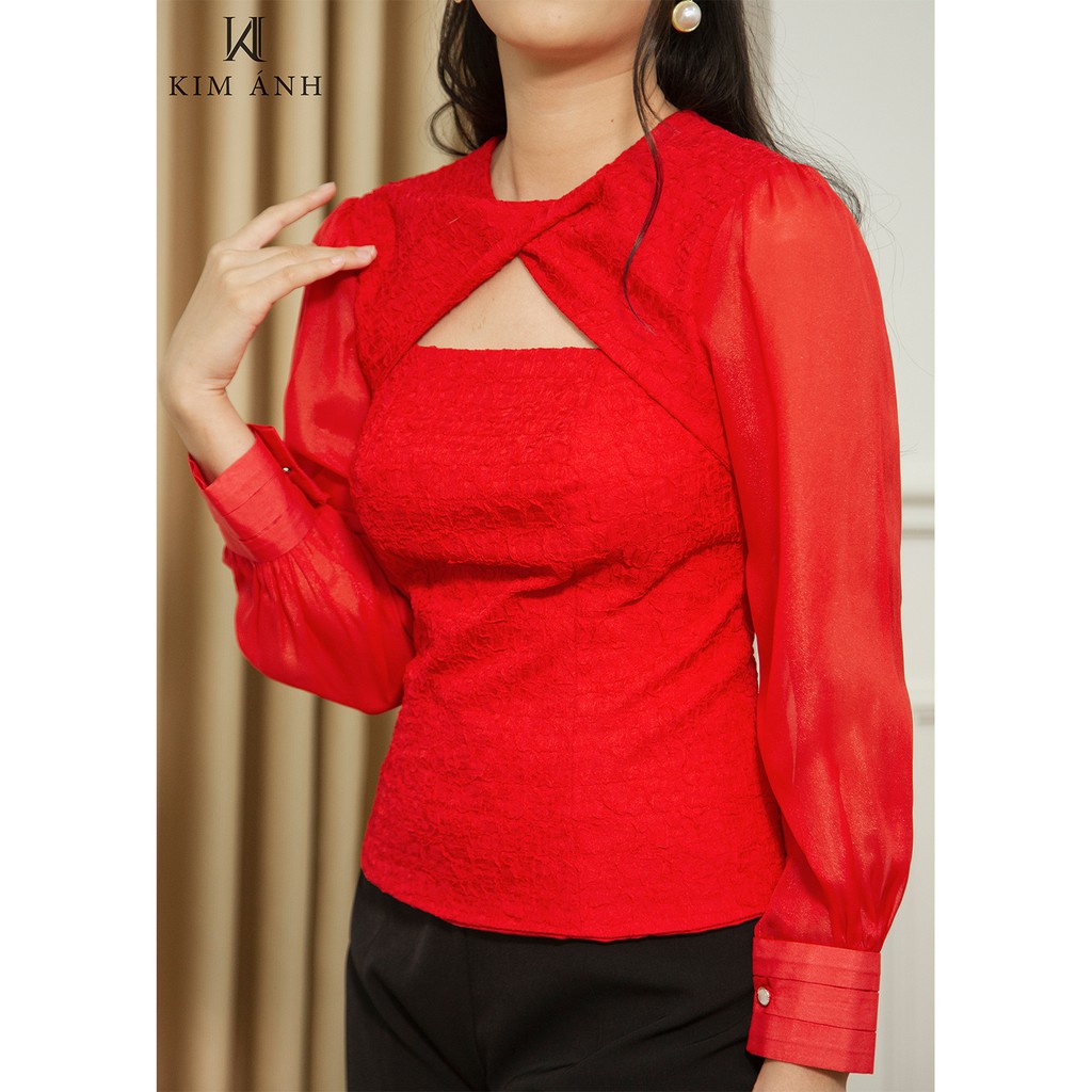 Áo Kiểu Thiết Kế Nữ, Áo Sơ Mi Nữ Công Sở Kim Ánh Rita Top Tay Dài Thanh Lịch | BigBuy360 - bigbuy360.vn