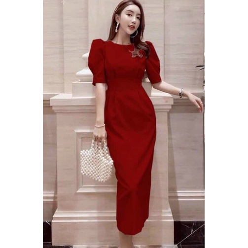 Đầm dự tiệc trắng váy dài form ôm đầm nữ eo tạo kiểu giấu bụng váy trắng dự tiệc xinh công sở sang trọng K N Boutique