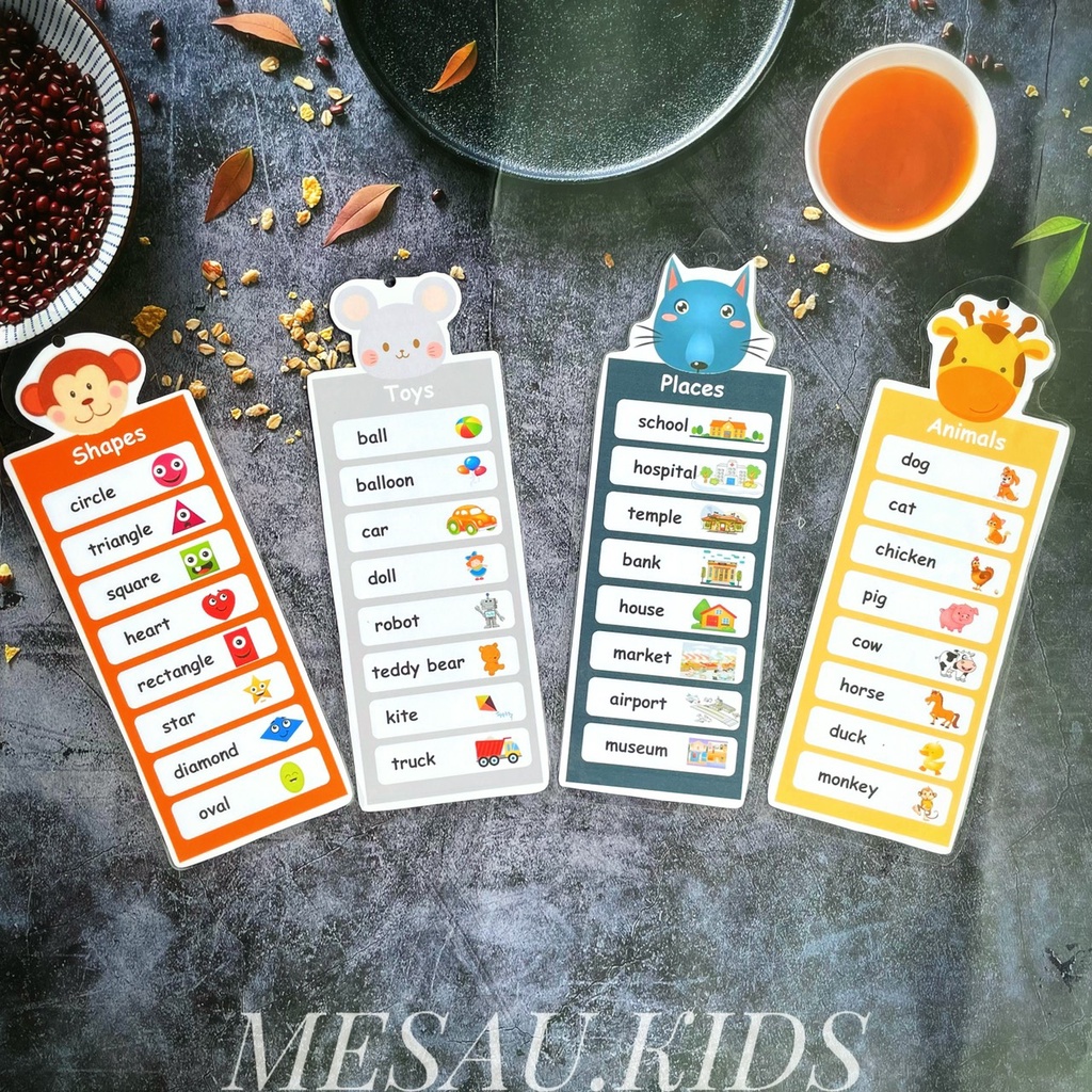 Thẻ Học Từ Vựng 12 Chủ Đề Thẻ Học Từ Mới FLASHCARD Song Ngữ Đồ Chơi Giáo Dục Sớm