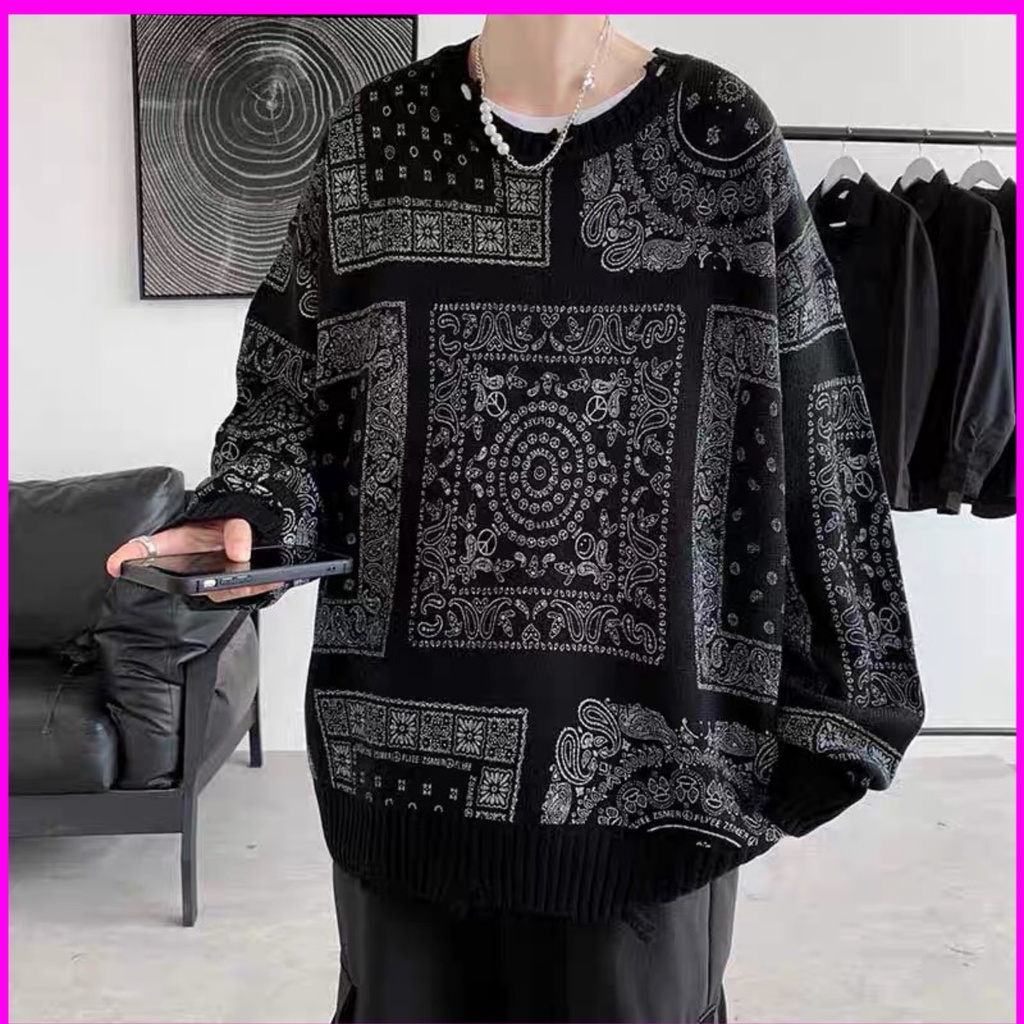 Áo len nam đan hoa văn thổ cẩm độc đáo phá cách 2021