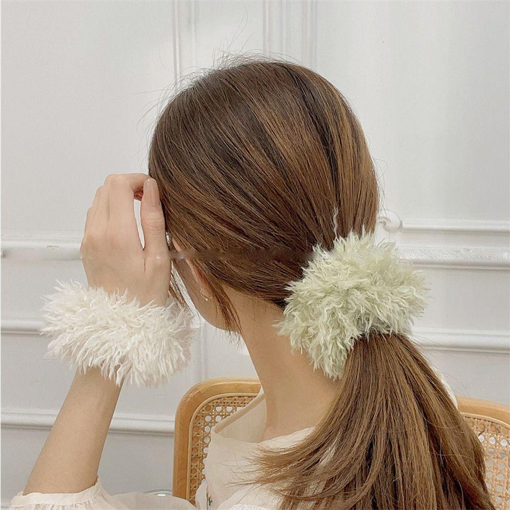 Dây Cột Tóc Phủ Lông Mềm Mại Co Giãn Nhiều Màu Sắc Thời Trang Mùa Đông Cho Nữ Giá Đỡ