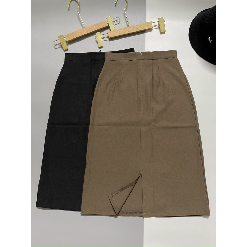 Chân váy bút chì dáng dài vải trượt