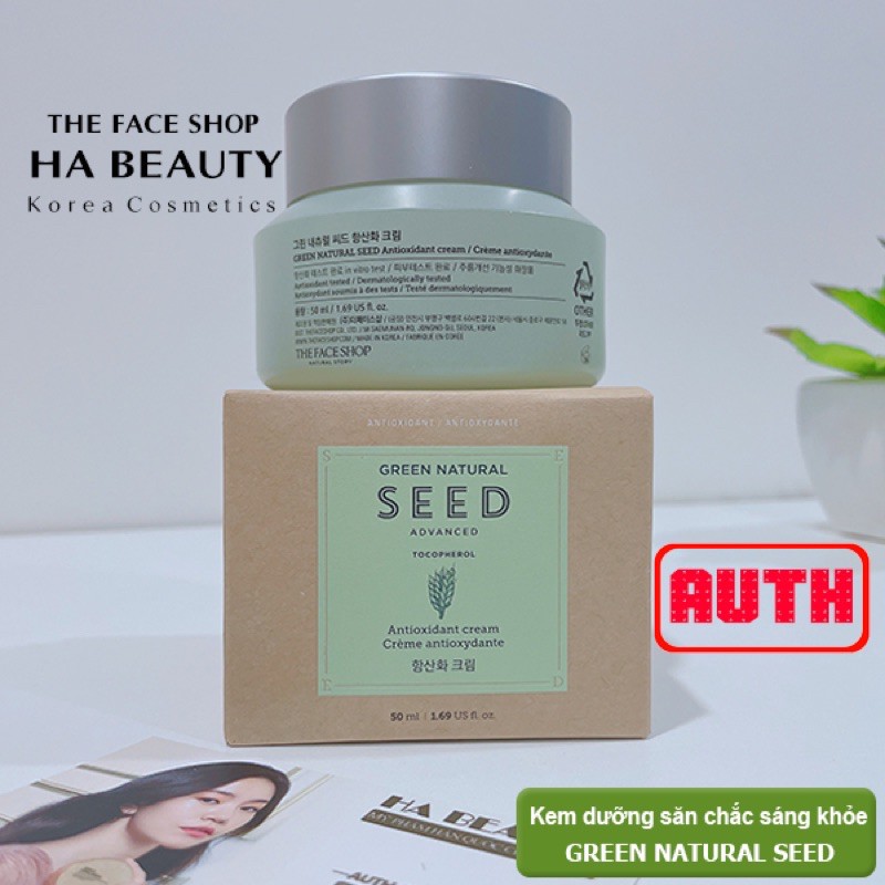 (AUTH) Kem dưỡng CHỐNG lão hoá & PHỤC HỒI da Green Natural Seed Advanced Cream The Face Shop