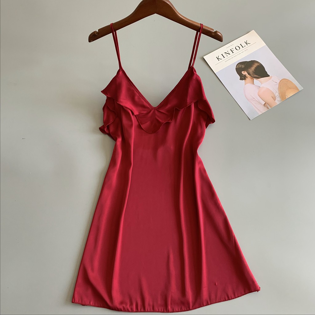 Váy ngủ 2 dây(FREE SHIP),đầm ngủ lụa thiết kế cao cấp cổ bèo,chất lụa hàn cao cấp chât mát, mềm 2 mặt vải mịn(có sẵn)v16 | BigBuy360 - bigbuy360.vn