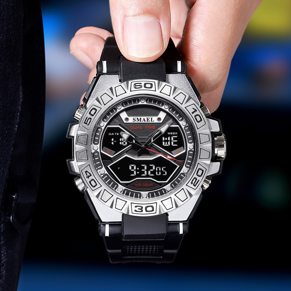 Smael Đồng Hồ Đeo Tay Quartz Analog Bằng Hợp Kim Bền Chống Nước 50M Phong Cách Thể Thao Cho Nam
