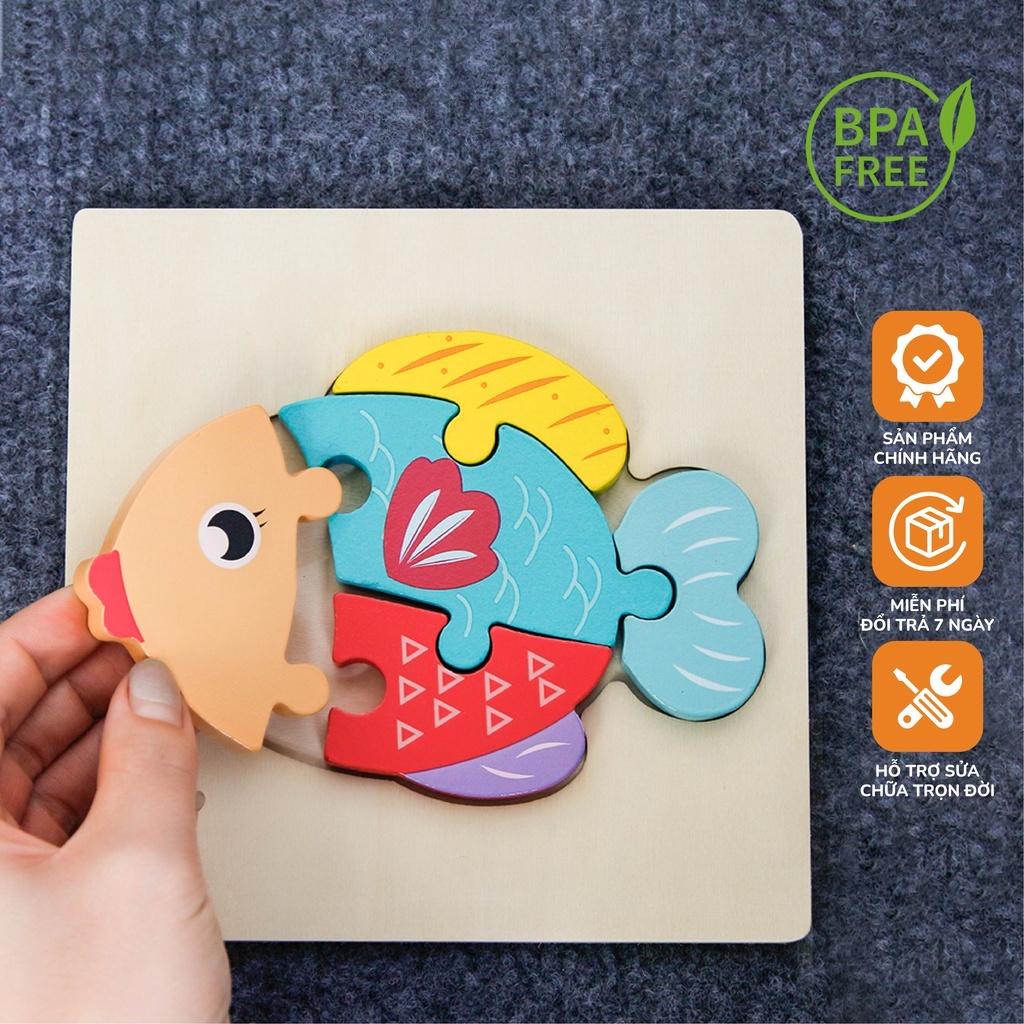Đồ chơi ghép hình gỗ 3D - đồ chơi gỗ thông minh ToysHouse hình cá con