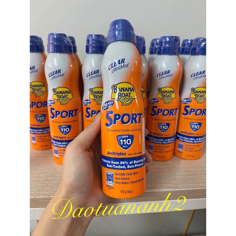 [USA] - Bình xịt chống nắng Banana Boat Sport thể thao SPF110 170g - Hàng chính hãng DKSH Việt Nam | BigBuy360 - bigbuy360.vn