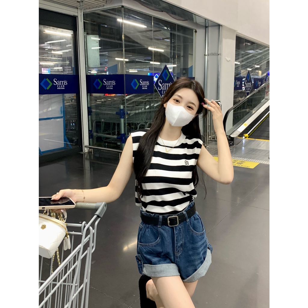 621876#Áo Dệt Kim Mỏng Sát Nách Dáng Rộng Thời Trang Mùa Hè 2022