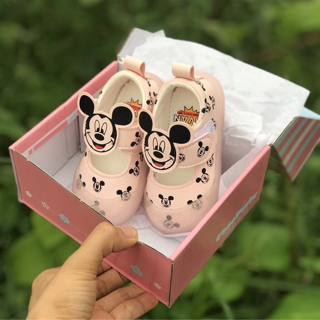 Giayf cho bé gái- Búp be cho bé gái hình chuột mickey mã 902-9902( ảnh thật shop chụp)