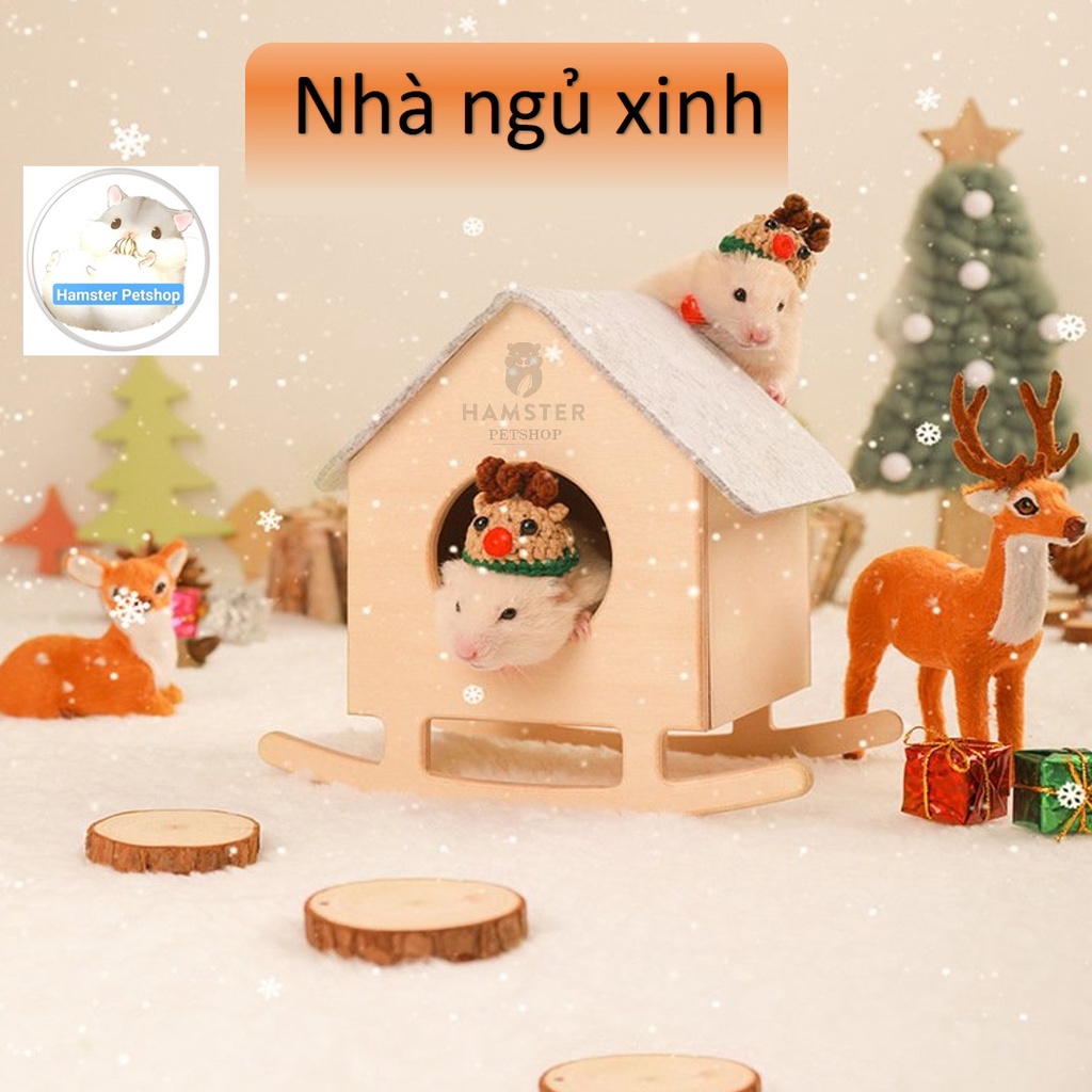 Nhà ngủ gỗ chân võng tuần lộc (bập bênh) cho hamster, sóc