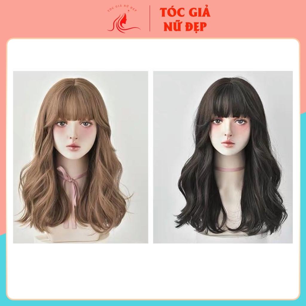 Tóc giả nữ nguyên đầu xoăn ngắn 40cm, C0304, tặng kèm lưới trùm tóc
