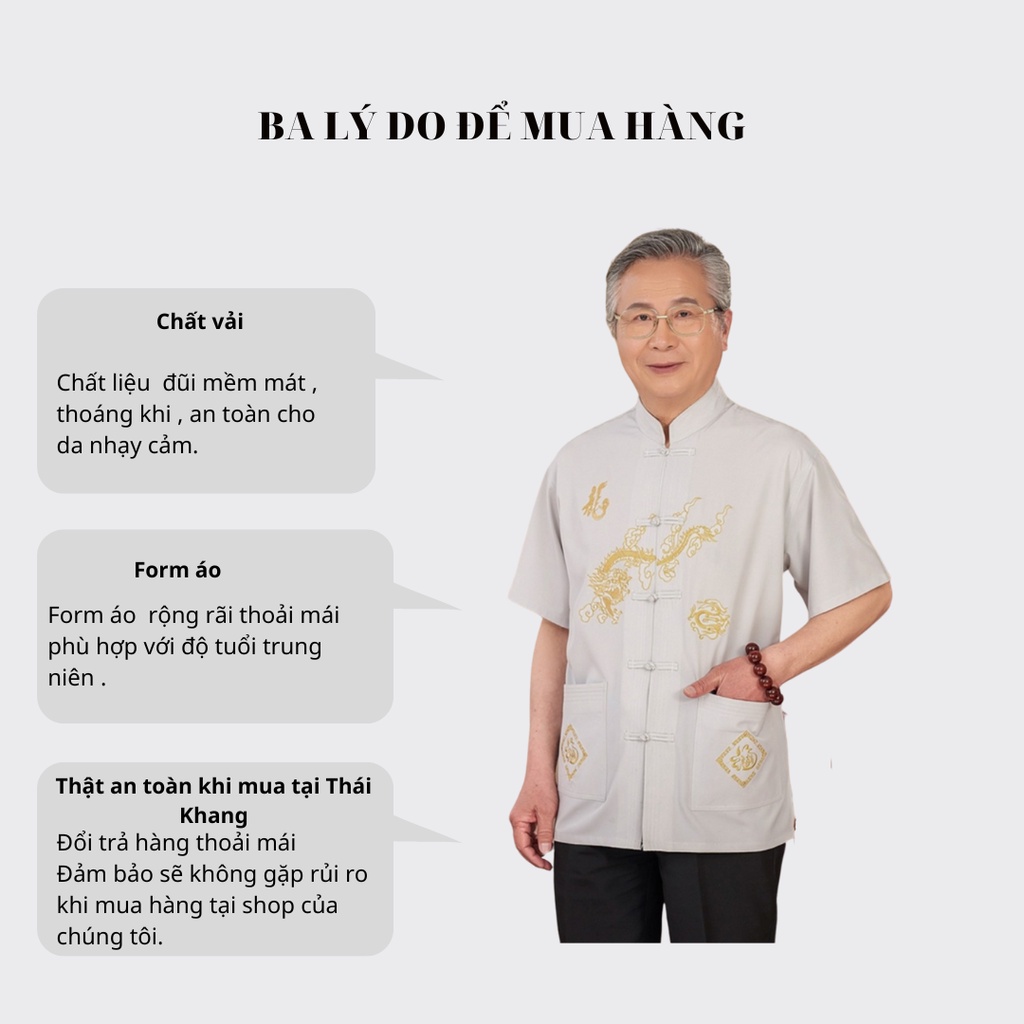 Áo cổ tàu nam chất đũi cao cấp LOẠI 1 mềm mát loại sơ mi nam trung niên thiêu rồng phượng cực đẹp ADUI16