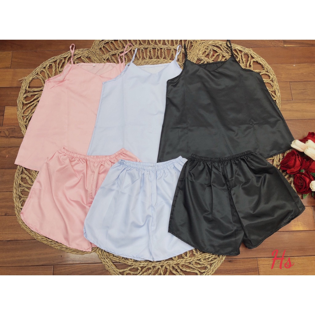Bộ ngủ đùi lụa 2 dây cổ v LOIX mã 421