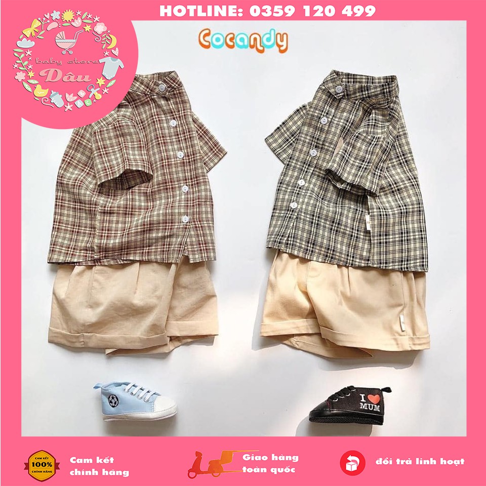 Bộ caro đũi hè siêu mát cho bé đi học - size từ 8kg - 23kg