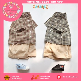Bộ caro đũi hè siêu mát cho bé đi học - size từ 8kg - 23kg