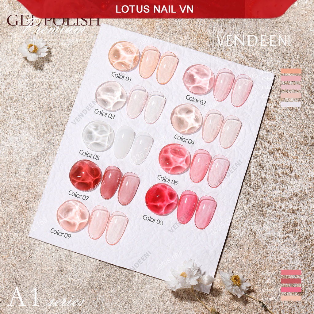 Set sơn gel thạch 9 màu cao cấp Vendeeni mã A01 tặng kèm bảng màu