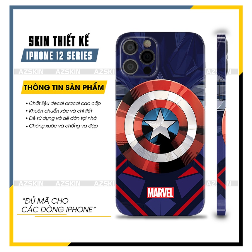 Dán Skin Marvel IPhone 14/14 Pro/Plus/14 pro Max |SK_IPDA06| Film Cao Cấp Chống Va Đập, Chông Xước, Dán Full Lưng Viền