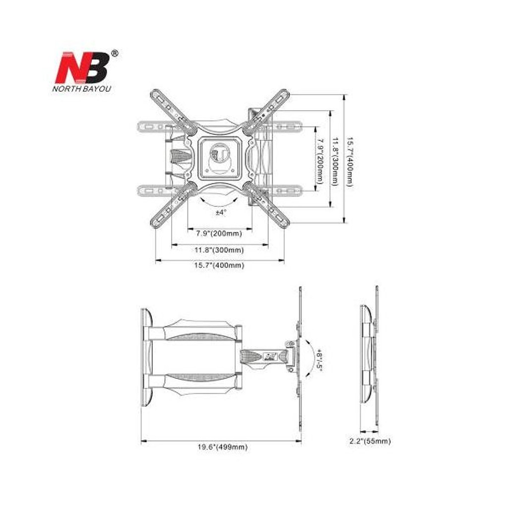 Hàng Chính Hãng | Giá Treo Tivi Xoay Đa Năng NB-P4 Phù Hợp Tivi từ 32 - 55 inch