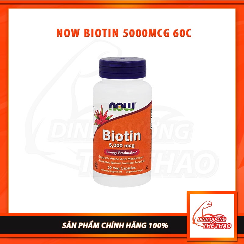 NOW BIOTIN 5000MCG Viên Uống Now Biotin Hỗ Trợ Mọc Tóc Đẹp Da, Chắc Khỏe Móng - Từ Mỹ
