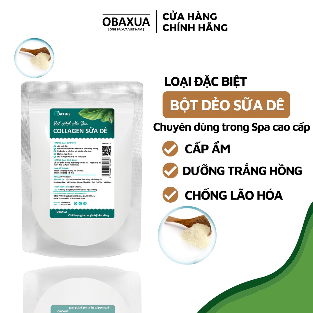 Mặt nạ dẻo sữa dê OBAXUA [ 1KG ] - Dưỡng trắng da, chống lão hóa