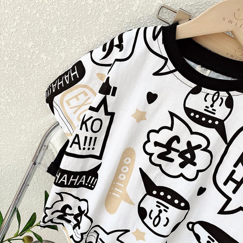 Hàng Mới Về Mới Áo Thun Cotton Ngắn Tay In Chữ Phong Cách Hàn Quốc Dễ Phối Đồ Thời Trang Mùa Hè Cho Bé Trai Và Gái