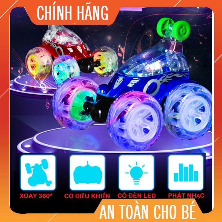 Đồ Chơi Ô tô  có điêu khiển từ xa tự động phát nhạc có đèn lộn nhào xoay 360 độ hàng cao cấp cho bé