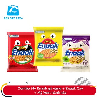 Combo 12 gói mì enaak vàng + 12 gói enaak cay đỏ + 12 gói kem hành Tây tím