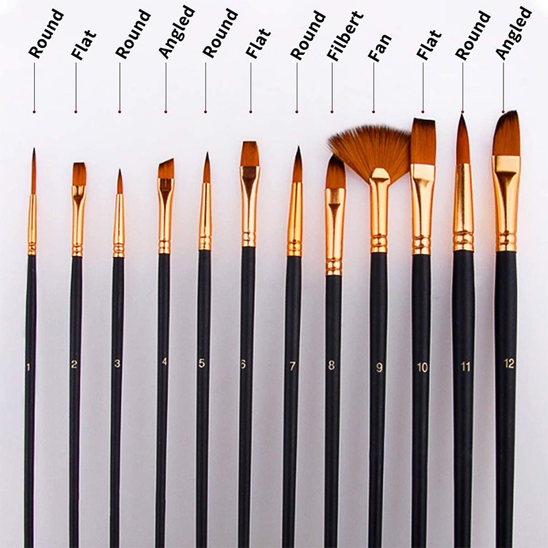 Bộ 16 Cọ Vẽ 12 Kích Cỡ Kèm Khay Đựng Dầu Và Khay Đựng Bằng Acrylic