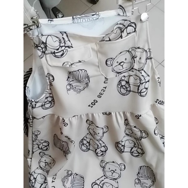 🌸 SẴN Set Váy yếm babydoll dài hình con gấu siu cute COÁ ẢNH THẬTTT