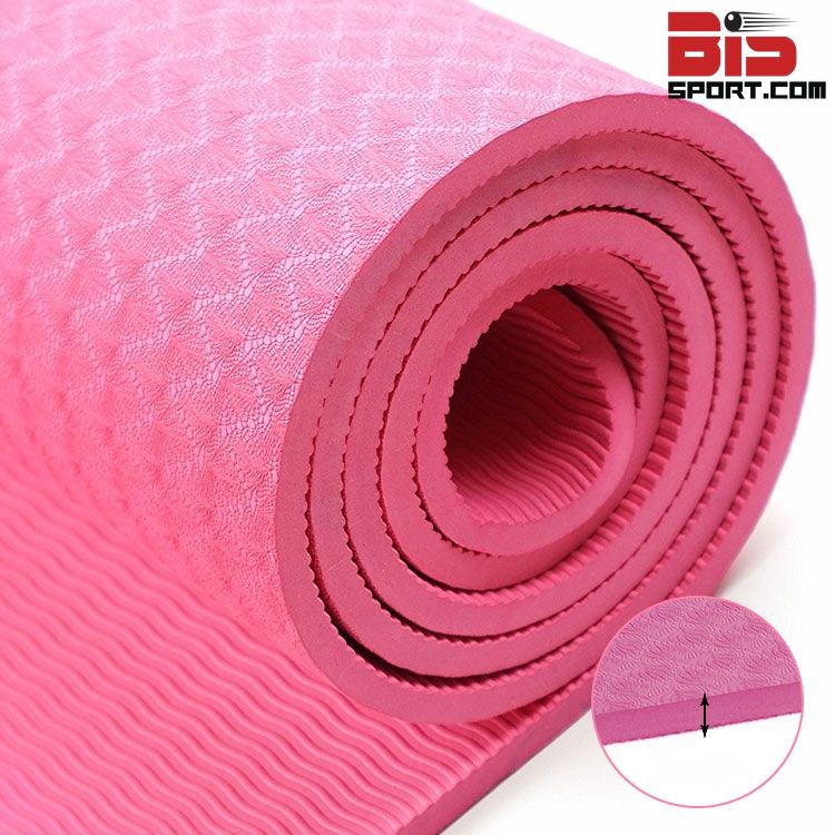 Thảm Tập Yoga TPE dày 8mm Chống Trượt - Thảm Tập Thể Dục, Gym  - tham tập yoga- Cực Êm, Bám Dính Sàn - Màu Hồng