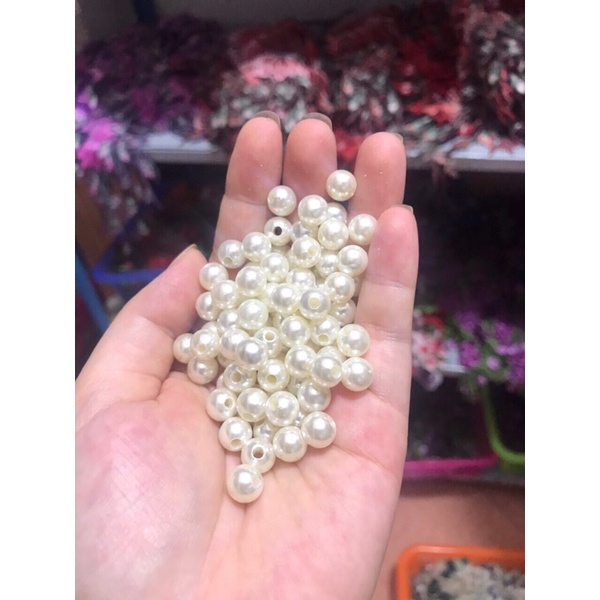 Hạt ngọc trai hạt bẹt  giả 3mm - 16mm dùng đính áo làm đồ trang sức ( gói 100g )