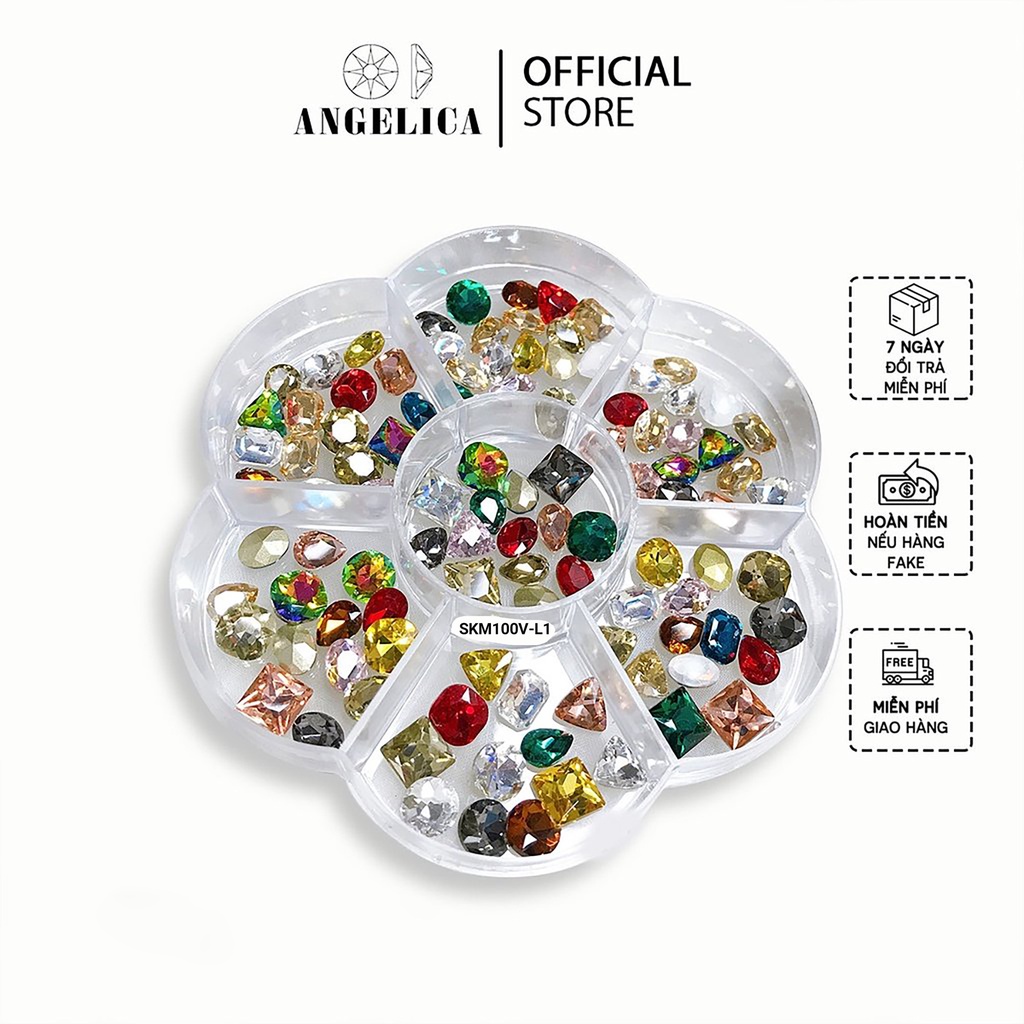 Set Đá Khối Nail Mix 7 màu Trang Trí Móng ANGELICA SKM100V-100k