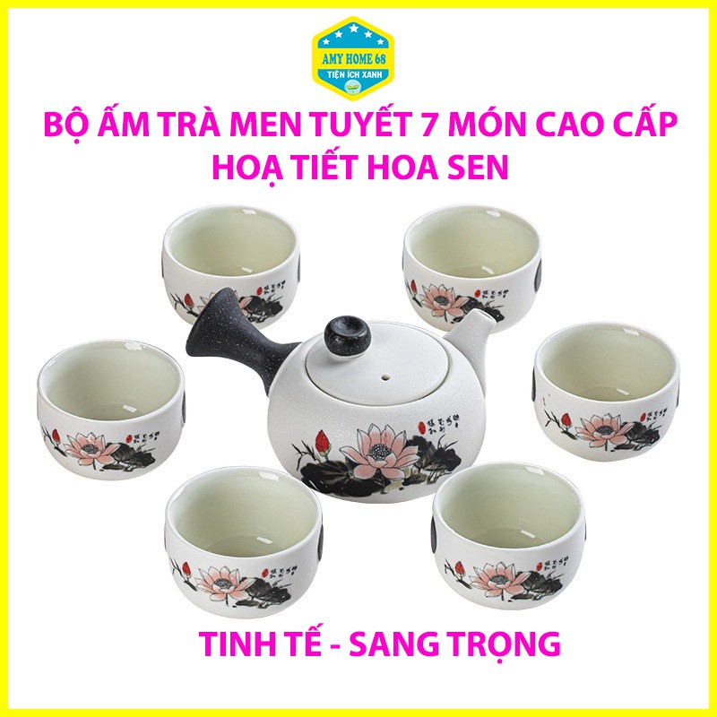 Bộ ấm chén, bộ ấm trà men tuyết xinh xắn