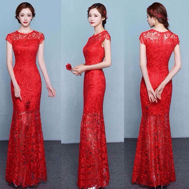 D222-ĐẦM REN DÀI DỰ TIÊC 