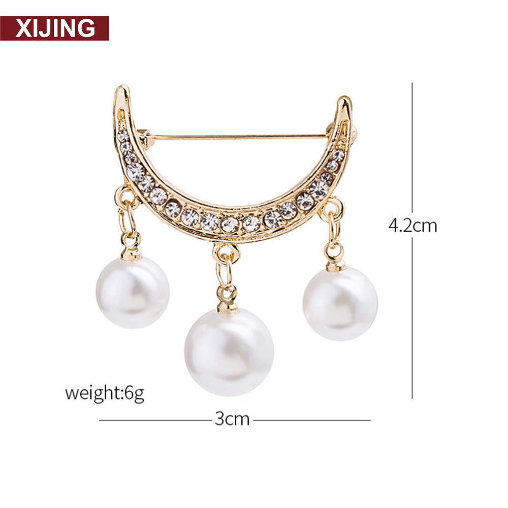 【COD】Ghim Cài Áo Hình Trăng Lưỡi Liềm Đính Đá Phong Cách Hàn Quốc