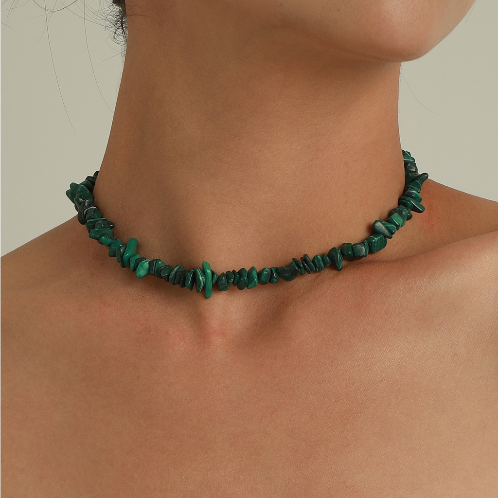 (0302) Vòng Cổ Choker Đá Xanh Sang Trọng Quyến Rũ Xu Hướng