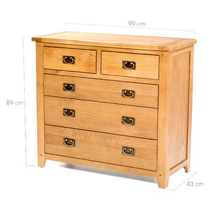 Tủ 5 ngăn kéo ngang Rustic gỗ sồi
