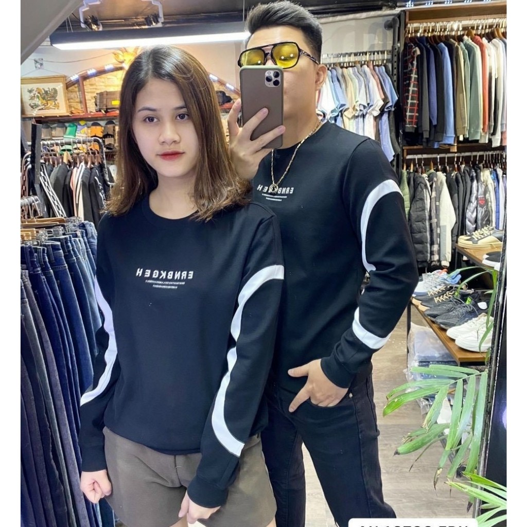 Áo thun dài tay nam, áo nỉ nam nữ cotton Hoodie in cá tính [Hàng Loại 1] Nam Nữ Cổ Tròn Basic