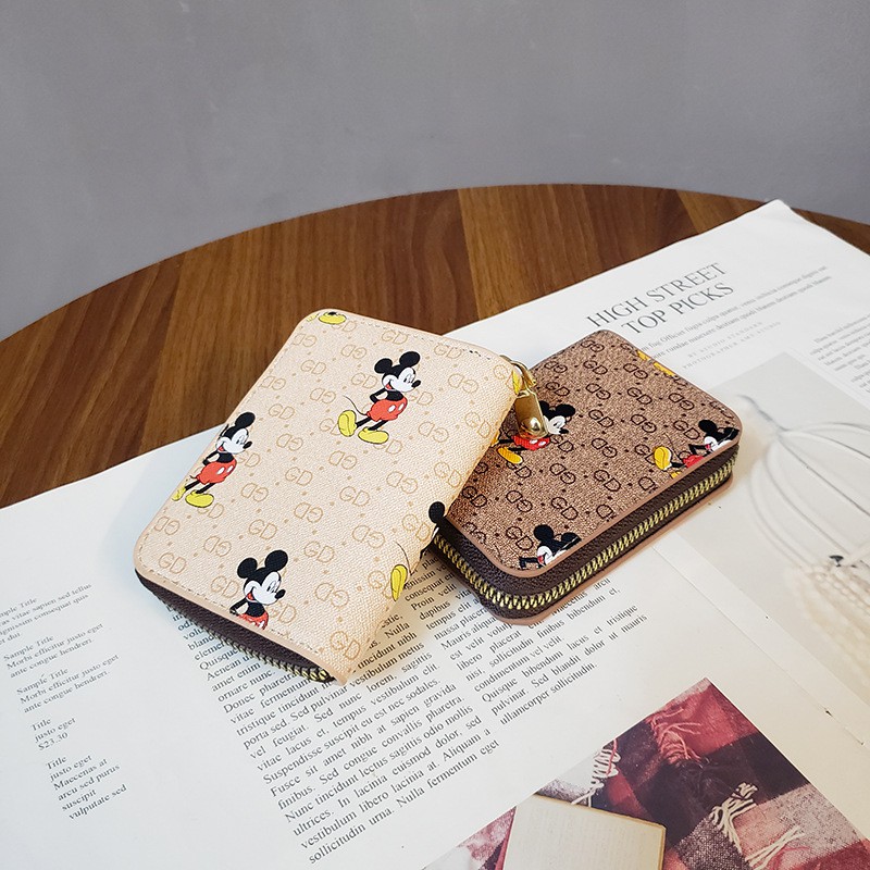 Ví Ngắn Đựng Tiền Xu / Thẻ Có Khóa Kéo Họa Tiết Hoạt Hình Dễ Thương Thời Trang