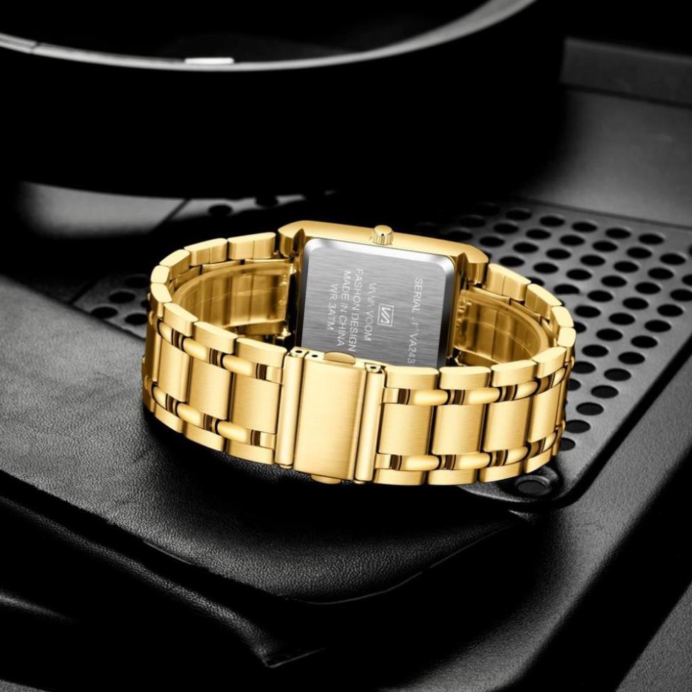 Đồng Hồ Nam Mặt Vuông Chính Hãng Vava Voom Hiển Thị Lịch Chống Nước Phong Cách La Mã