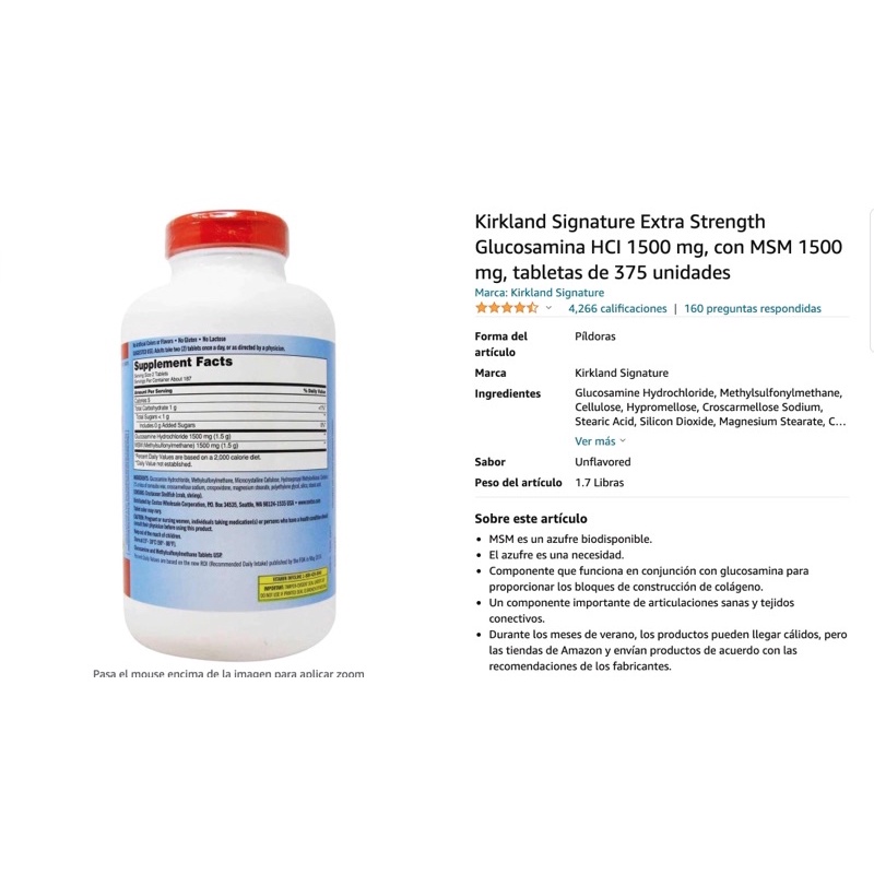 Viên uống bổ khớp Glucosamine Kirkland HCL & MSM (1500mg x 375 Viên) | Thế Giới Skin Care