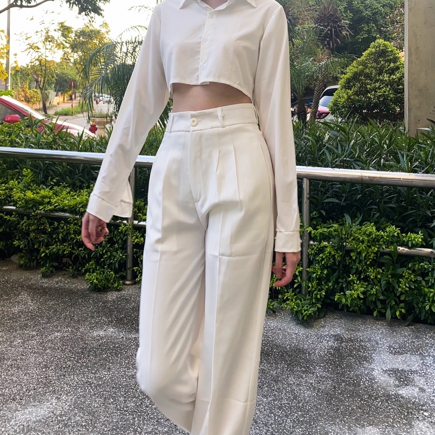 Quần ống rộng Gamyy cạp cao chất vải đẹp culottes suông nữ mặc kéo dài chân