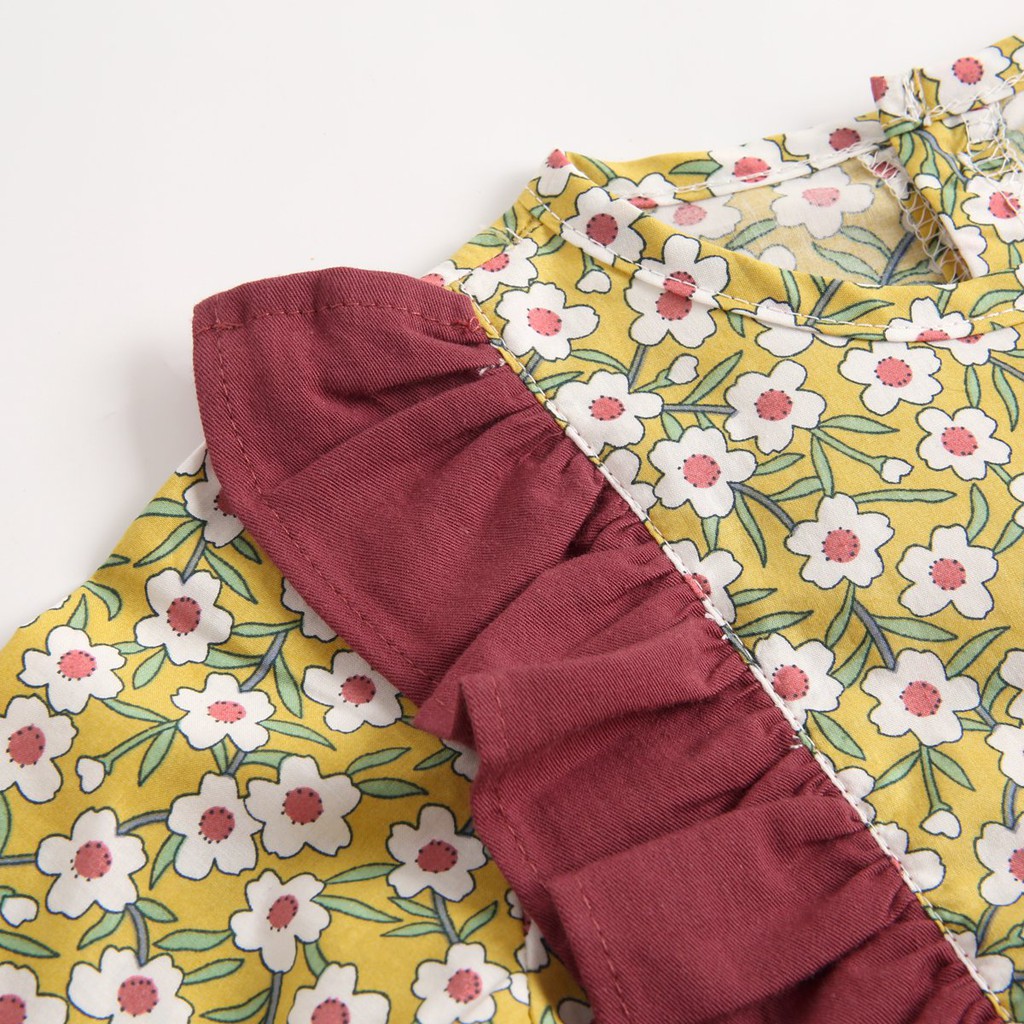 Áo liền quần Sanlutoz thiết kế tay dài họa tiết hoa cho bé gái