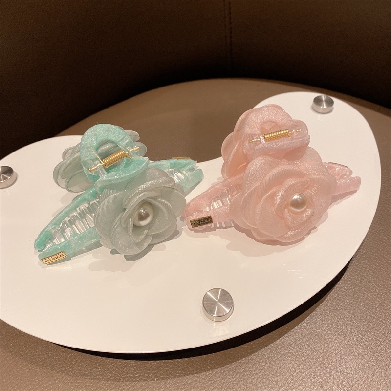 Kẹp Tóc Hình Hoa Đính Ngọc Trai Và Đá Xinh Xắn Cho Nữ