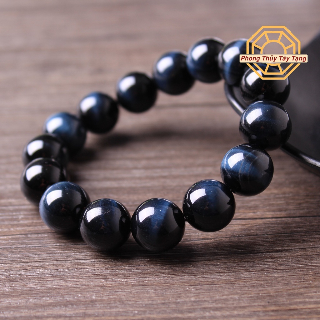 Vòng tay phong thủy Mắt Hổ Xanh Đen VIP [TẶNG HỘP GỖ CAO CẤP] may mắn vượng tài 8, 10, 12 li - Phong Thủy Tây Tạng