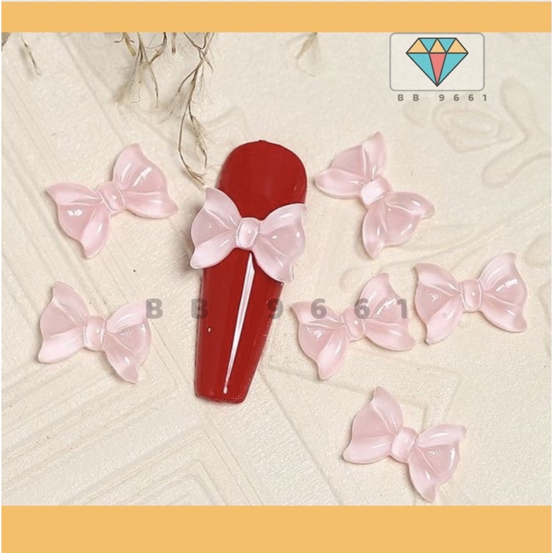 Tổng hợp charm nơ màu thạch trong suốt trang trí móng nail