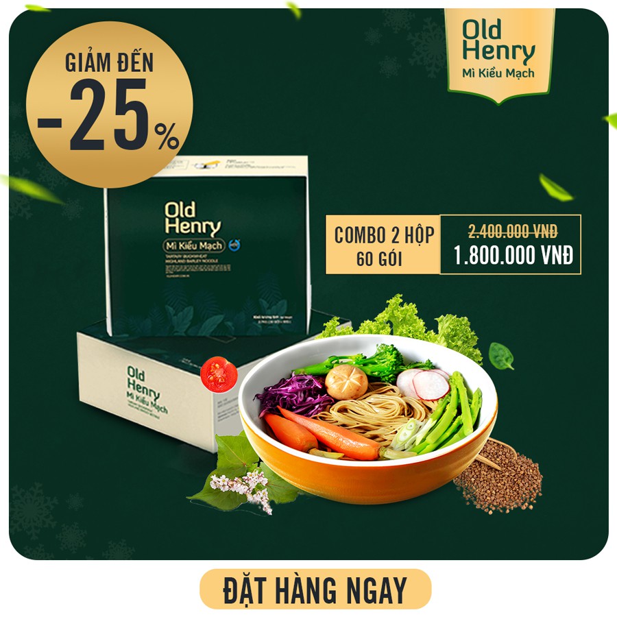 Mì Kiều Mạch Old Henry 2 hộp 5.4kg (60 gói nhỏ x 90g)