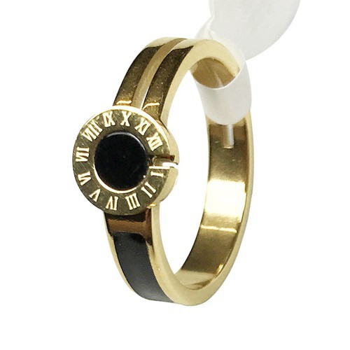 Nhẫn Nữ Mặt Tròn Khắc Số La Mã Titan Ko Đen TT 2643